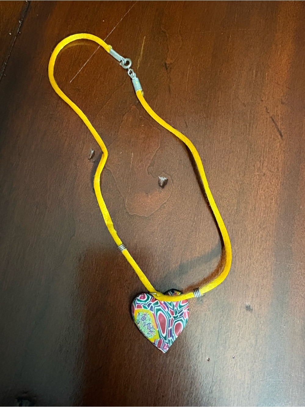 Yellow Cord Heart Pendant Necklace